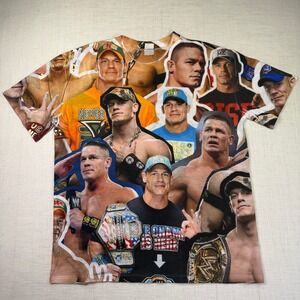 WWE John Cena AOP T-Shirt Collage SubliWorks Men's XL All Over Print Wrestling
